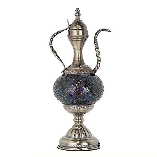 Yjmgrowing Turkish Moroccan Teapot Table Lamp Handmade Mosaic Glass Desk Light Tiffany Style Moroccan Bohemia Decorative Night Lights for Bedroom Living Room Cafe Gift Lights, 110-240V,D