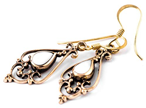 WINDALF Bohemia Mittelalter Ohrhänger VENUS 3.9 cm Vintage Perlmutt Ohrschmuck Boho Ohreinhänger Bronze