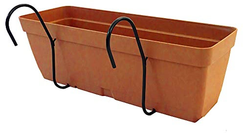 Art Plast Lolego Fly Square Jardinera 40 cm con Soporte de fijación Curvo, Terracota