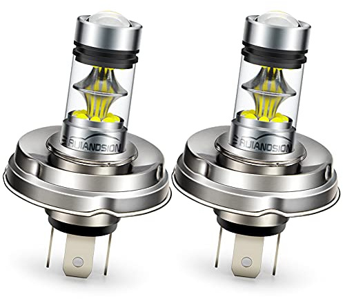 Ruiandsion Lot de 2 ampoules LED P45T pour phare de moto - Blanc - 10-30 V - Super lumineuses - Faisceau haut/bas - Avec projecteur de rechange pour phare de moto