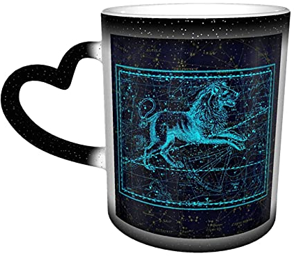 Oaieltj Tazas cambiantes de calor divertidas, constelación mapa azul personalizado sensible al calor color cambiante taza taza de té de leche tazas de café mágicas