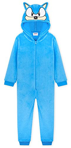 Sonic The Hedgehog Jumpsuit Kinder, Schlafoverall Kinder, Onesie Kinder Jumpsuit Jungen, 104-164 (9-10 Jahre, Blau)
