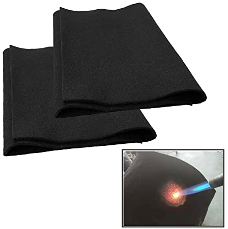 2 Pack Welding Blanket Fireproof Tarp Heat Resistant Material Up To 1800°F Flame Retardant Fabric Carbon Felt for Grill Stove Pit Soldering Welders Plumbers 12 by 27 Inches