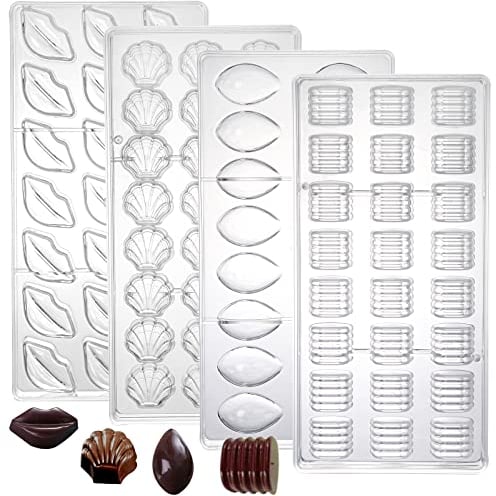 Okllen Lot de 4 moules à chocolat en plastique de qualité alimentaire, moules 3D transparents pour fabrication de bonbons, moule à bonbon, moule à gelée pour pâtisserie, bricolage, olive, lèvres,