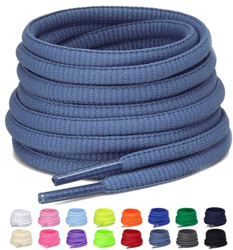 Puzeam 2 pares Cordones Ovalados,16 colores, Diámetro 6 mm cordones redondos oval de zapatos para zapatillas deportivos Azul gris 120