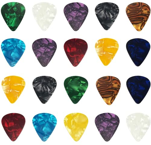 Guitar Picks,20 Pieces Guitar Pick,4 Different Thickness Non-slip Plectrums for Electric Acoustic Brass Guitar (0.5mm 0.75mm 1.0mm 1.2mm)