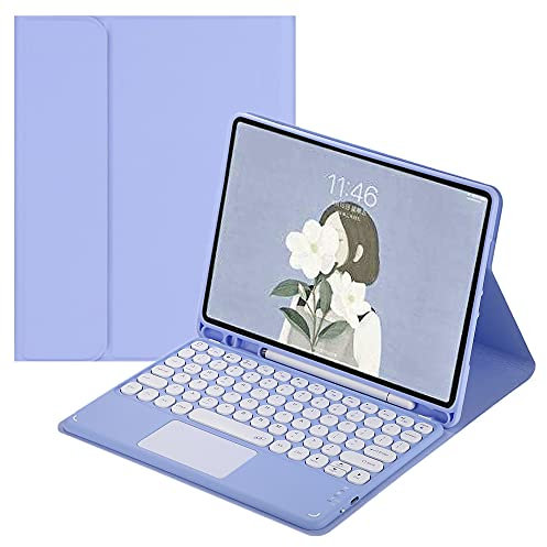 Keyboard Case for iPad Mini 5 & Mini 4,iPad 7.9 inch Cute Round Key Touchpad Detachable Keyboard Case with Pencil Holder for iPad Mini 5th Generation, Purple
