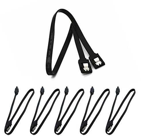 SZXMDKH 5Pcs 50cm SATA 3.0 Cable III, 6Gbps Straight HDD SDD Data Cable with Locking Latch, 18 Inch Compatible for SATA HDD, SSD, CD Drive, Writer Black