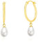 Brandlinger ® Perlen Ohrringe Silber 925. Creolen mit Perle (Süßwasserperle). Schmuck Damen vergoldet mit 18 Karat Gold für Frauen und Mädchen. Durchmesser der Creole 20mm.