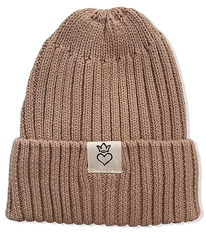 Baby Bonita® Baby Strick Mütze, 100% Baumwolle, Neutrales Schlichtes hochwertiges Design für Babymädchen und Babyjungen, ideal als Babygeschenk, Geschenk zur Geburt (Camel, 0-3M)