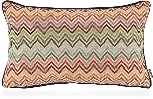 H.O.C.K. Maribel Outdoor Kissen inkl. Füllung Sitzkissen Dekokissen bunt Multi Zick-Zack Boho (50x30cm)