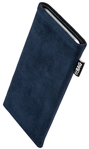 fitBAG Classic Blau Handytasche für Apple iPhone 15 Tasche aus original Alcantara mit Microfaserinnenfutter | Hülle mit Reinigungsfunktion | Made in Germany