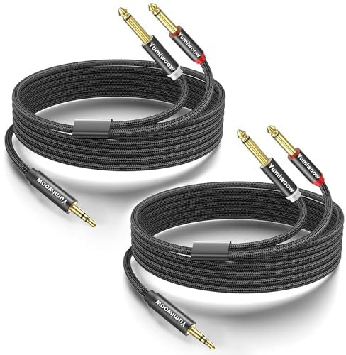 2 cavi audio TRS da 3,5 mm a doppio 6,35 mm stereo da 1/8 TRS a doppio 6,35 mm 1/4 TS mono Y, splitter audio per smartphone, mixer, PC, lettore CD, altoparlanti e sistema stereo domestico