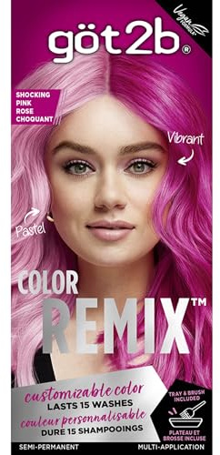 got2b Color Remix Semi-Permanent Hair Color, Shocking Pink 093, Customizable Temporary Hair Dye to Create A Vibrant or Pastel Shade, Easy At-Home Application, Lasts Up to 15 Washes
