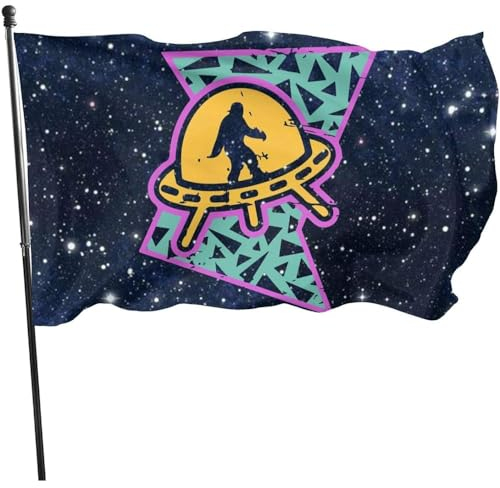 Fahne Außerirdisches Ufo Und Bigfoot, Dekoration Flagge Waschbar Garten Banner Premium Dekoration Fähnchen Für Draußen Dekoration Home 90X150cm