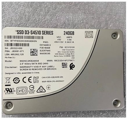 240 GB para SSDSC2KB240G8 D3-S4510 6Gb/S SATA SSD 240G