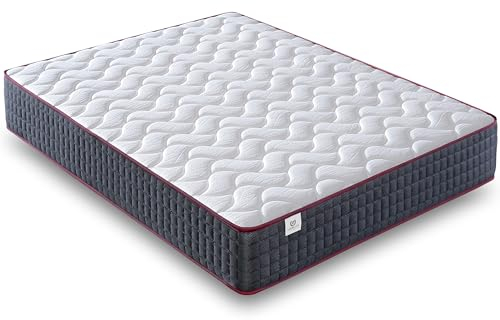 NATURELITS Matratze für Doppelbett, wendbar, 150 x 190 cm, hoher Komfort, hypoallergen, milbendicht, atmungsaktiv, viskoelastisch, mittlere Härte, Grau, Modell Moon Höhe: 26 cm