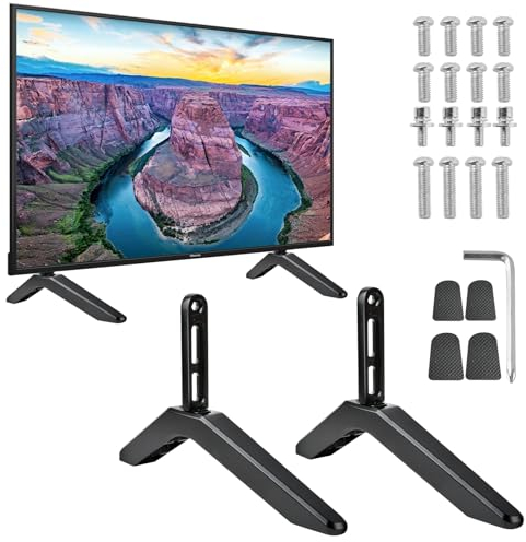 Akamino Universal TV Stand, Upgrade TV Pedestal Feet, TV Base Legs for Most 32-80”LCD LED Plasma Flat Screen, Replacement TV Stand Legs forVizio Samsung LG TCL Televisions