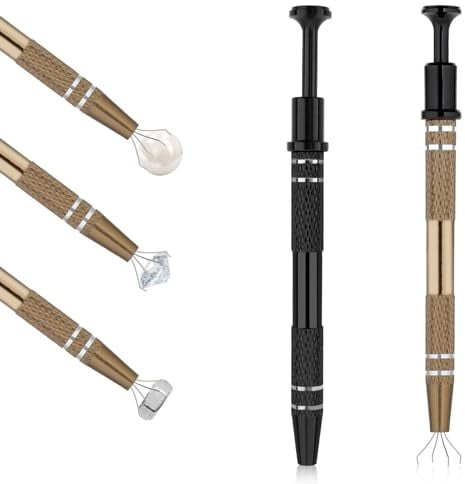 Molain Lot de 2 pinces à boule de piercing de 12 cm avec 4 griffes Prong Pince à épiler Bijoux Pick up Outil de perçage Boule Grabber pour piercing diamant boule (noir + marron)