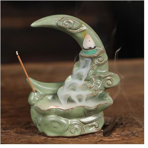 Porte-Encens Four créatif se transforme en Petit Poisson, encens à Reflux, brûleur d'encens à Reflux en Bois de Santal, encens d'intérieur for Yoga Cascade de Brûleur D'encens (Color : B)