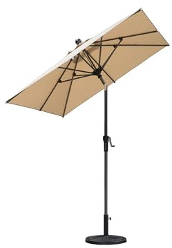 PURPLE LEAF Parasol 1.8 x 1.8 M, Tiltable Balcony Umbrella, Garden Umbrella with Crank, Market Table Umbrella, Aluminium Frame, for Garden, Patio, Beige