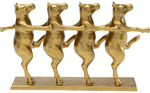 Kare Design Deko Figur Dancing Cows, Gold, Kühe, Handgefertigt, Unikat, Tier Design, Deko Objekt fürs Wohnzimmer, für Regale, Geschenkidee, 47x46x14 cm (H/B/T)