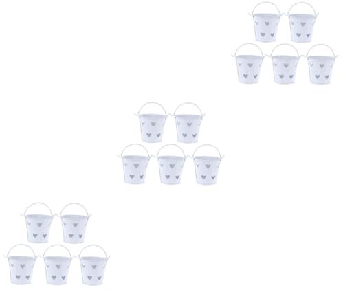 SEWACC 15stücke Mini Metal Candy Bucket Weiße Eisenfässer Für Snacks Und Süßigkeiten Für Partys Hochzeiten Und Garten Dekoration