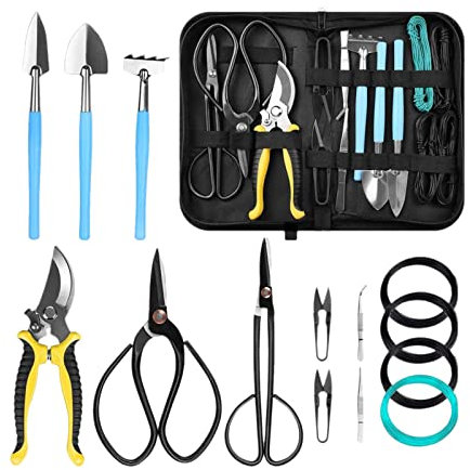 Topyond Ensemble d'outils de Terrarium, kit d'outils de bonsaï de 15 pièces, Tapis de rempotage de Plantes, Outils de Jardinage Miniatures pour Plantes d'intérieur et Entretien du
