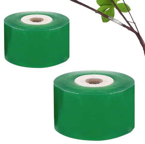 Veredelungsband, 2 Stück Transparent Pfropfband, 3cm Breit Fuß Pfropfen Dehnbare Band, Pflanzen Stretchband, Selbstklebendes Veredelungsband, für Gärten, Baumschulen, Setzlinge, Blumen, Grün