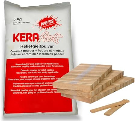 Keraflottbundel + 40 Bastelklötzchen - Hochwertiges Keramikpulver für Gieß- und Reliefformen - geruchlos & ungiftig - schnell härtend, bemalbar