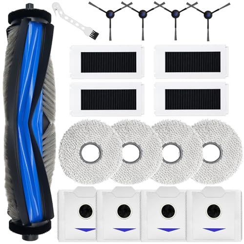 KimSin Accessori per Ecovacs Deebot N30 Pro / N30 Omni / N30 Pro Omni aspirapolvere robot di ricambio, Spazzola Principale, 4 Panni, 4 Sacchetti, 4 spazzole Laterali, 4 Filtro
