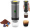 Qawner Machine à Cafe Portable, 3 En 1 Machine à Expresso électrique, 60ml, 12V Machine à Auto-chauffante Rechargeable, Cafetière Portable Voyage Capsules Expresso ou Café Moulu (Gris)