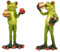 formano 2er Set Frosch mit Burger aus Froschhausen - lustige Frösche 16 cm - Figur Dekoration Handbemalt Kunststein Skulptur