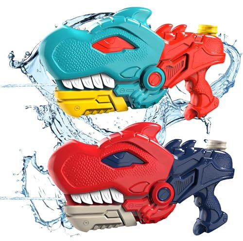 Ecoret-Pro 2 Stück Wasserpistole für Kinder Erwachsene, Dinosaurier Wasserspritzpistole Spielzeug 8-10 Meter, Water Gun mit 600 ml große Kapazität, Wasser Pistole für Garten Schwimmbad Strand