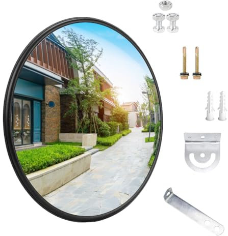 Specchietto da traffico, 30 cm, convesso per garage, parco, convesso con vista grandangolare regolabile (supporta interni ed esterni) (A)
