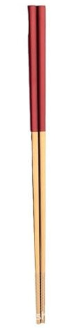 Chopstick Set Home ChopsticksRestaurant Thickened Gold Plated Colourful Square Chopsticks(Red)