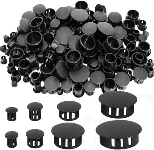 Bouchon De Trou,130 Pièces 6/8/10/12/16/20/22/25mm Bouchon Couvercle De Trou en Plastique Encastrés pour Trous Ronds à Vis De Porte Couvercles De Rondelles à Pression Couvercles De Vis Black