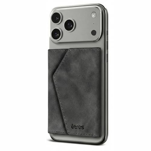 Techmade ETRES Magnetische Brieftasche ICON Easy – kompatibel mit iPhone 17/16/15/14/13/12 – RFID-Schutz, aus PU-Leder – 6 Karten + Bargeldfach – kompakt, Unisex, rutschfest (Schwarz)