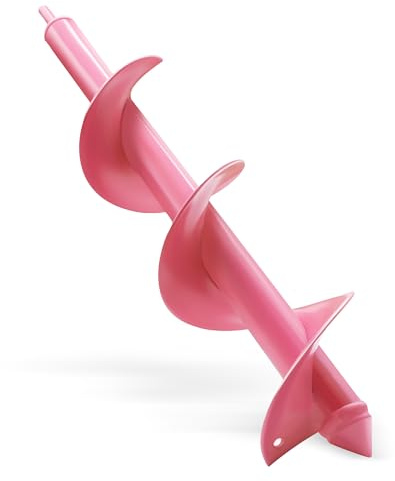 SYITCUN 9 x 40 cm Erdbohrer für Bohrmaschine – Schwerer Gartenbohrer in Pink, Pflanzlochbohrer für Blumenzwiebeln, Blumen & kleine Bäume – Robuster Zwiebelbohrer/Turboplanter & Bodenbohrer für Garten