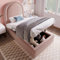 OOIILLEE Lit Enfant rembourré 90 x 190 cm, lit Simple Coffre avec sommier à Levage hydraulique, lit Fille 90x190, Convient aux garçons et aux Filles, Velours, Rose (sans Matelas)