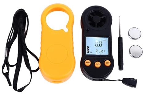 Anemometro Digitale Portatile, Misuratore Velocità con Schermo LCD, Termometro Integrato, Batteria Inclusa - Misurazioni Accurate, Design Compatto, Per Esterni e Indoor