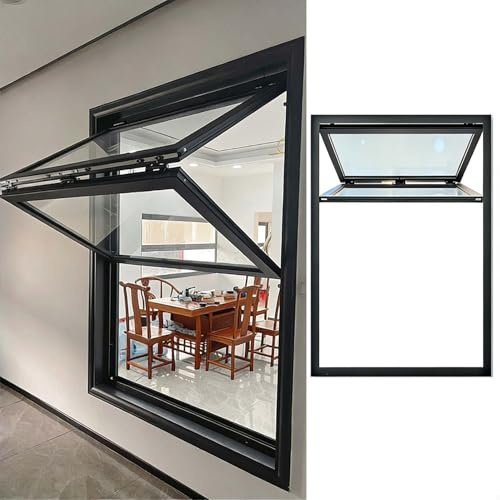 Finestra Scorrevole Finestre Sostitutive per Uso Domestico Grigie, Finestre a Ribalta in Alluminio a Filo Muro, Finestra Scorrevole Verticale per Loft/Ufficio(26x32in/66x81cm)