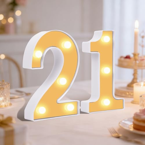 21 Light up Numbers, LED Number Lights, Numbers Sign for 21st Birthday, Gifts for Girls Women Party Birthday Decorations(21st)