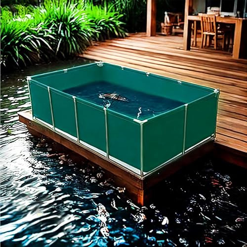 Piscina de Acuario de Lona de PVC Duradera, Tanque de retención Temporal Multifuncional for Peces de Agua Salada con válvula de Drenaje, 1 ud.(Green,150x100x40cm)