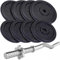 ScSPORTS® Hantelset - Curlstange, 120 cm, mit Gewinde, Stahl, Hantelscheiben 15/20/28/40/60 kg, Gusseisen, Schwarz, Stern-/Federverschluss (60 kg (4 x 10 + 4 x 5))