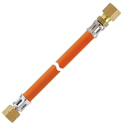 GOK Gasschlauch, Mitteldruck-Schlauchleitung aus Gummi mit Textileinlage, G 1/4 LH-ÜM x RVS 8, 40 cm lang, DVGW-geprüft, PS 10 bar, zur Verbindung von Armaturen, Verbrauchsgeräten und Leitungen
