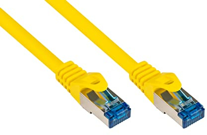 Good Connections Cat.6A Ethernet LAN Patchkabel mit Rastnasenschutz RNS, S/FTP, PiMF, halogenfrei, 500MHz, OFC, 10-Gigabit-fähig (10/100/1000/10000-Base-T Ethernet Netzwerke) - z.B. für Patchpanel, Switch, Router, Modem - gelb, 40m
