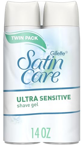 Gillette Satin Care Ultra Sensitive Shave Gel for Women, Pack of 2, 7oz Each, Frangrance Free