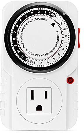 iPower 24 Hour Plug-in Mechanical Electric Outlet Timers Switch Programmable Indoor, Accurate Heavy Duty 3-Prong for Lamps Fans Christmas String Lights, AC 1725W 1/2 HP, UL Listed
