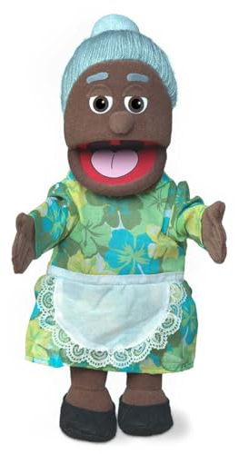 Granny Schwarz von Silly Puppets | 40 cm Handpuppe für Kinder | Mit Beweglichem Mund Und Armen | Abnehmbare Handwaschbare Kleidung